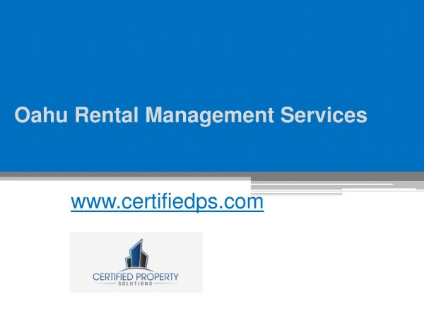 Rental Management Company in Oahu - www.certifiedps.com