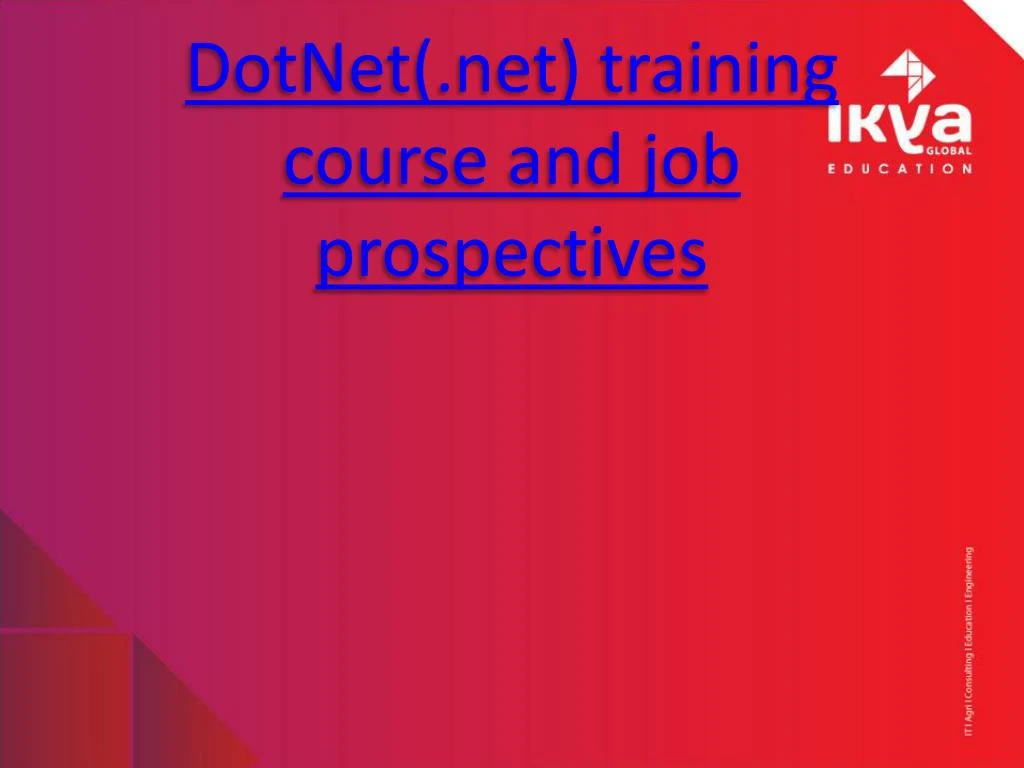 dotnet net training course and job prospectives