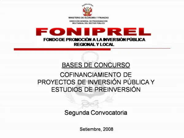 BASES DE CONCURSO COFINANCIAMIENTO DE PROYECTOS DE INVERSI N P BLICA Y ESTUDIOS DE PREINVERSI N