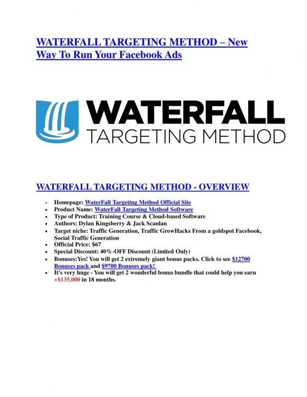 Waterfall Target Method review - (FREE) Jaw-drop bonuses