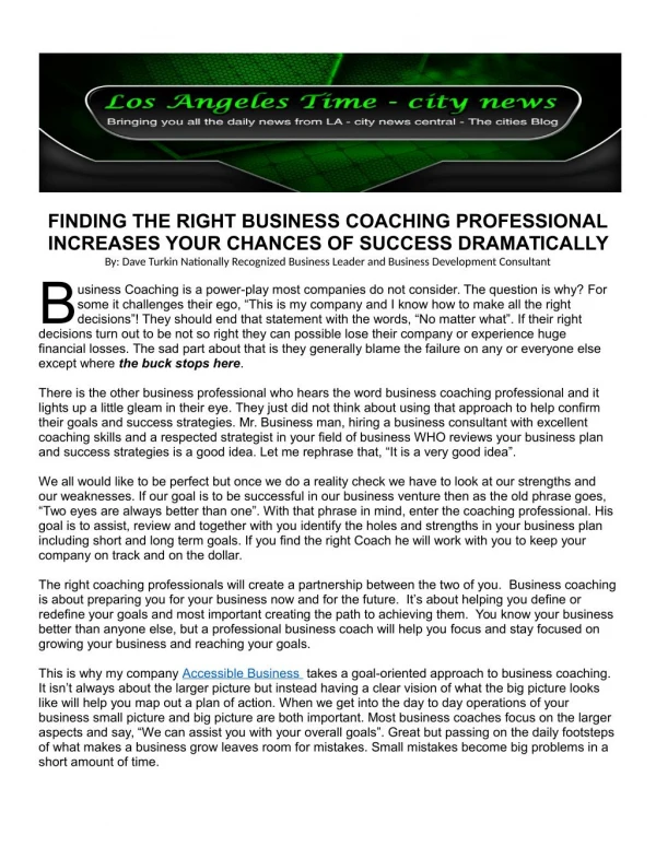 FINDING THE RIGHT BUSINESS COACHING PROFESSIONAL INCREASES YOUR CHANCES OF SUCCESS DRAMATICALLY