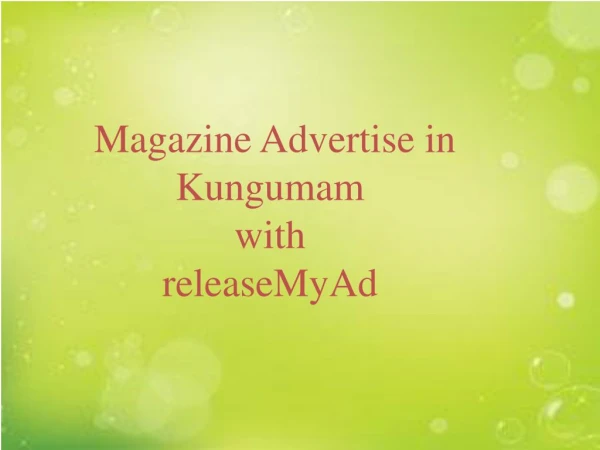Advertise In Kungumam Through releaseMyAd