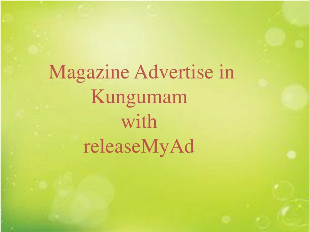 magazine advertise in kungumam with releasemyad