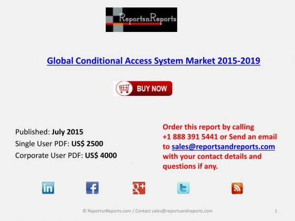 Global Conditional Access System Market 2015-2019