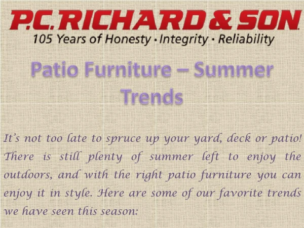 Patio furniture - Summer Trends