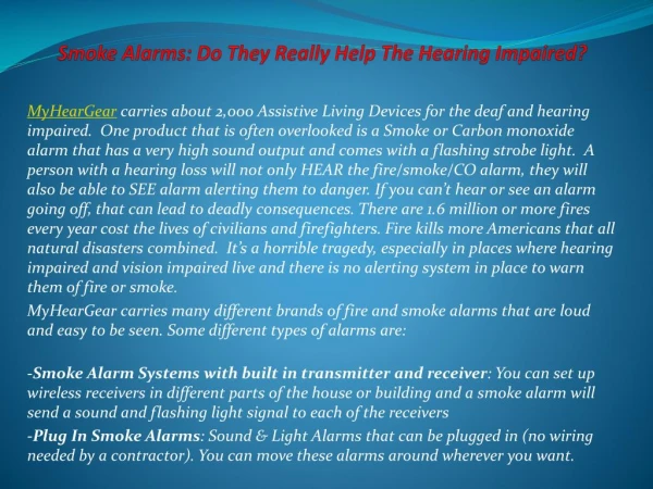 Smoke Alarms: Do They Really Help The Hearing Impaired?