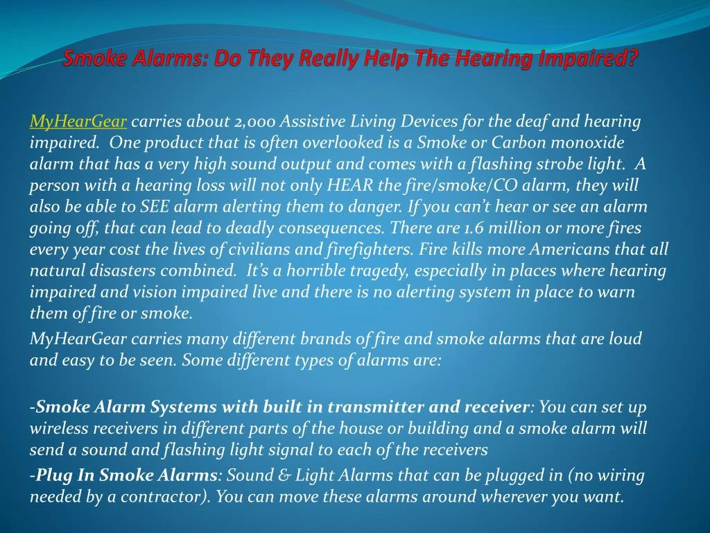 smoke alarms do they really help the hearing impaired