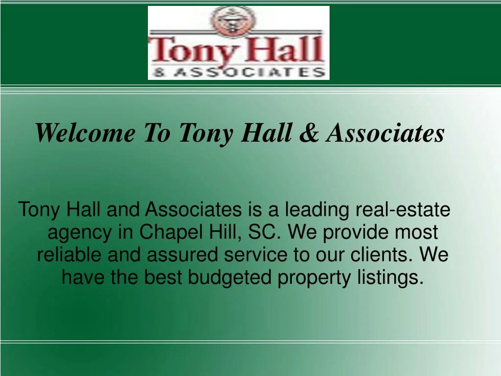 welcome to tony hall associates