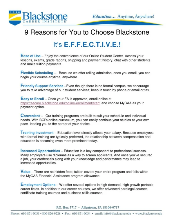 9 Reasons for You to Choose Blackstone
