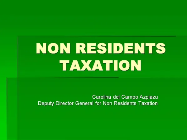 NON RESIDENTS TAXATION