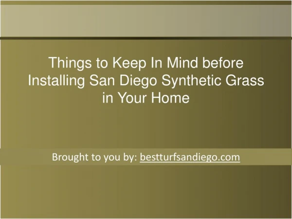 Things to Keep In Mind before Installing San Diego Synthetic Grass in Your Home
