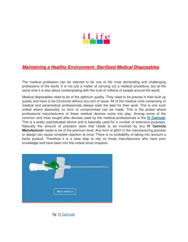 Maintaining a Healthy Environment: Sterilized Medical Disposables