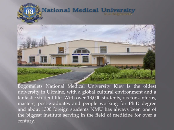 The O. Bogomolets National Medical University is Top Most University in Ukraine