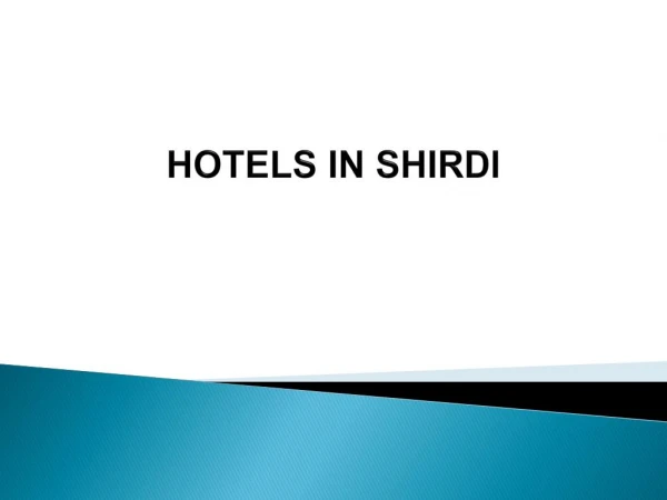 Hotels In Shirdi