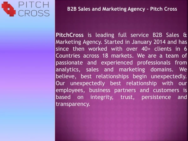 B2B Sales and Marketing Agency – Pitch Cross