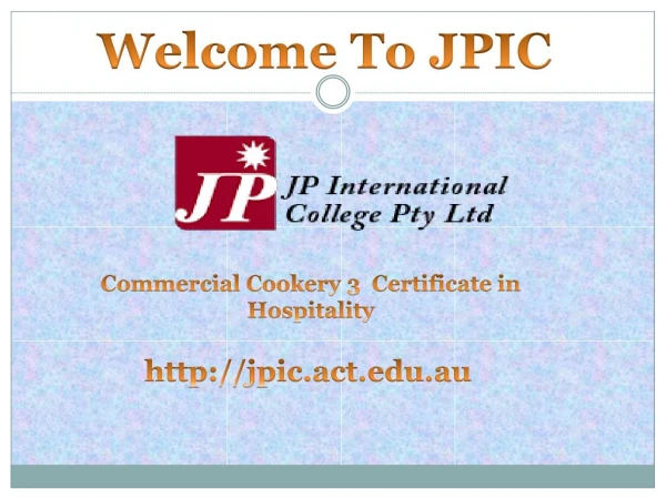 Commercial cookery certificate 3 in hospitality