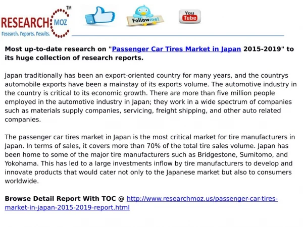 Passenger Car Tires Market in Japan 2015-2019