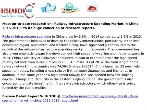 Railway Infrastructure Spending Market in China 2015-2019