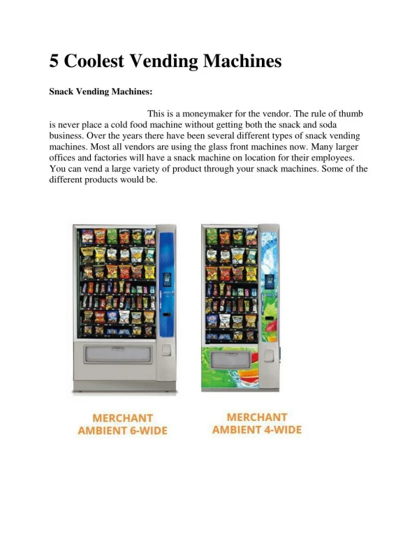 5 Coolest Vending Machines