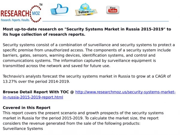 Security Systems Market in Russia 2015-2019
