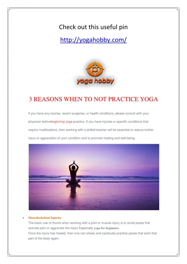 3 REASONS WHEN TO NOT PRACTICE YOGA