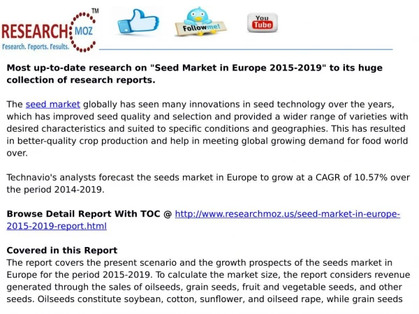 Seed Market in Europe 2015-2019