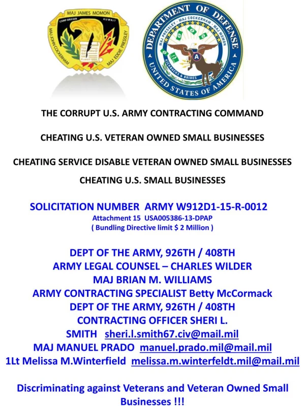 Blog 22 USMC 20150725 SOLICITATION NUMBER ARMY W912D1-15-R-0012 - Attachment 15 USA005386-13- DPAP ( Bundling Direct