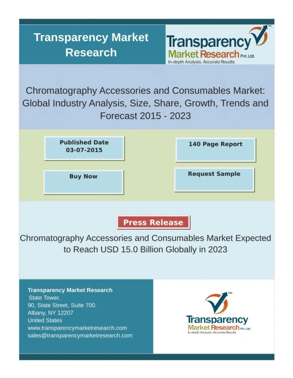 Chromatography Accessories and Consumables Market Expected to Reach USD 15.0 Billion Globally in 2023
