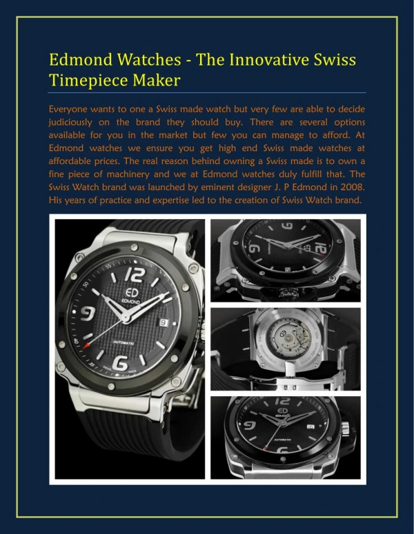 Edmond Watches - The Innovative Swiss Timepiece Maker