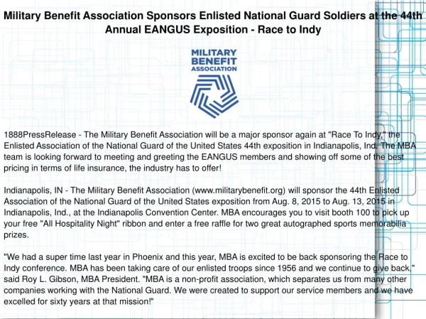 Military Benefit Association Sponsors Enlisted National Guard Soldiers at the 44th Annual EANGUS Exposition - Race to In