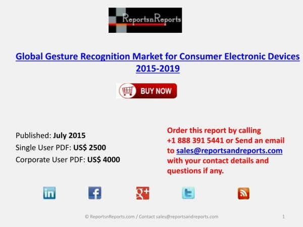 Global Gesture Recognition Market for Consumer Electronic Devices 2015-2019