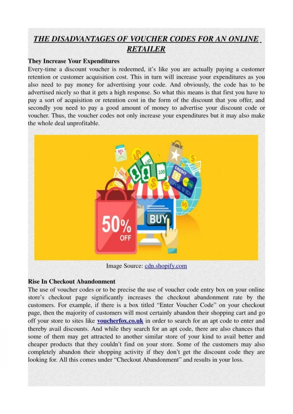 THE DISADVANTAGES OF VOUCHER CODES FOR AN ONLINE RETAILER