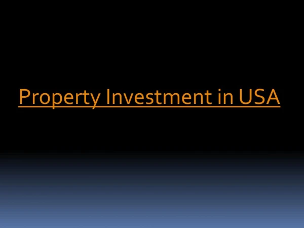 Property Investment in USA - Loans USA