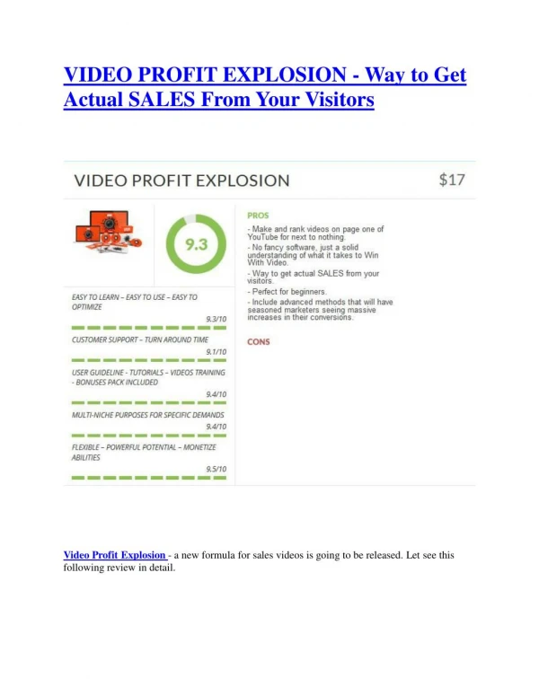 Video Profit Explosion Review demo - $22,700 bonus