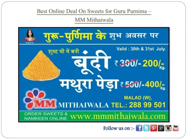 Best Online Deal On Sweets for Guru Purnima - MM Mithaiwala