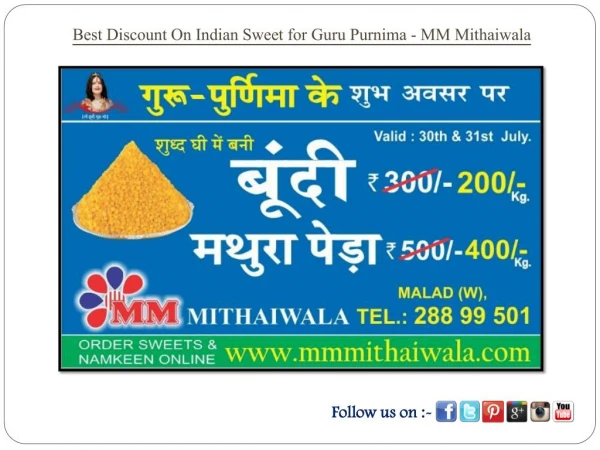 Best Festival Offer On Indian Sweets for Guru Purnima - MM Mithaiwala