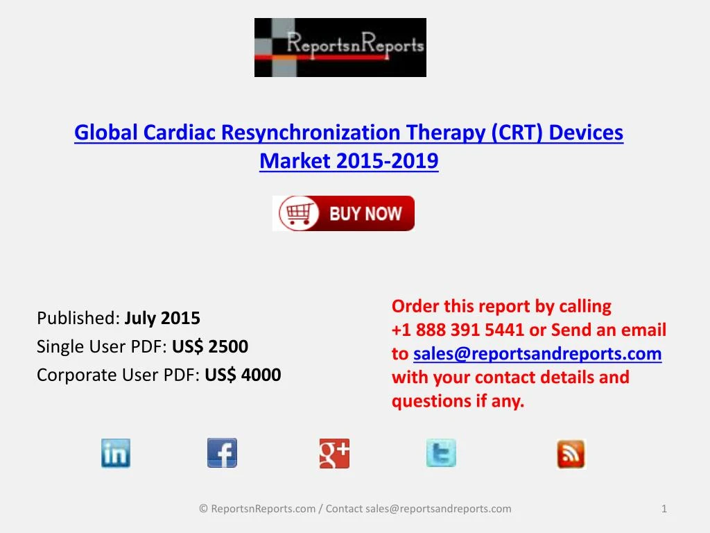 global cardiac resynchronization therapy crt devices market 2015 2019