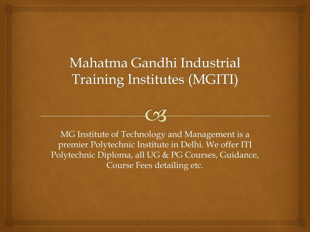 mahatma gandhi industrial training institutes mgiti