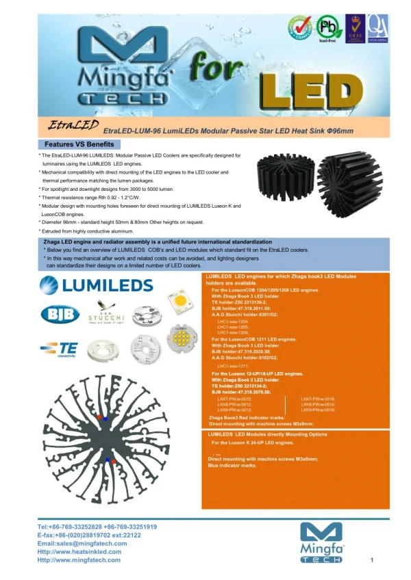 Features VS Benefits Lumi LED Heatsink 96mm