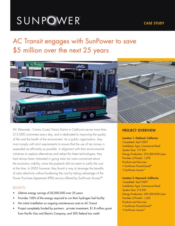 AC Transit engages with SunPower to save $5 million