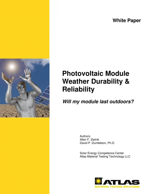 Photovoltaic Module Weather Durability & Reliability
