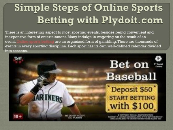 Simple Steps of Online Sports Betting with Plydoit.com