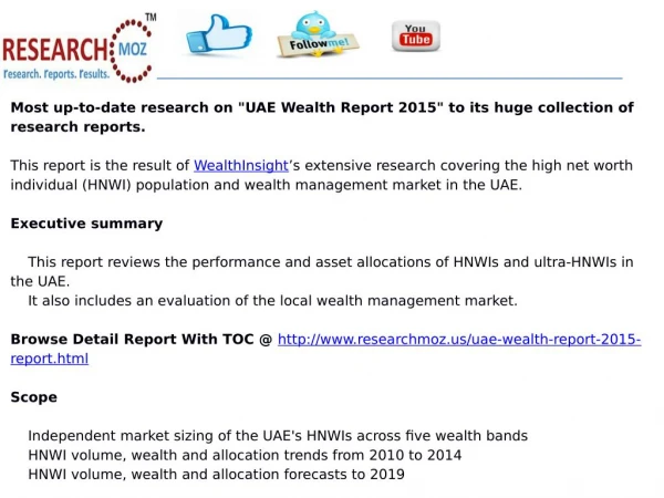 UAE Wealth Report 2015 | Researchmoz.us