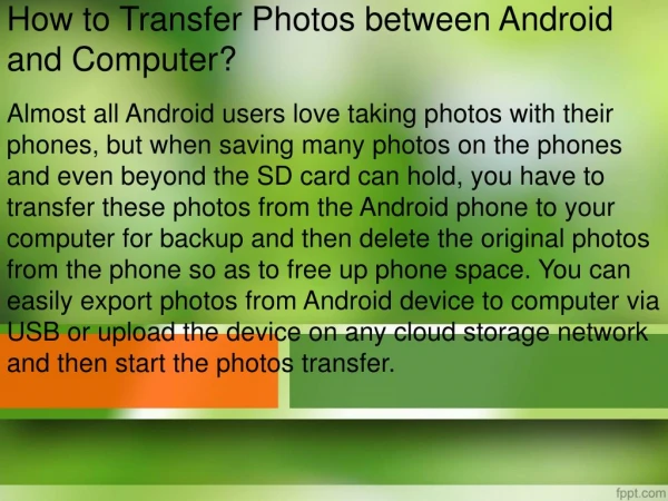 How to Transfer Photos between Android and Computer?
