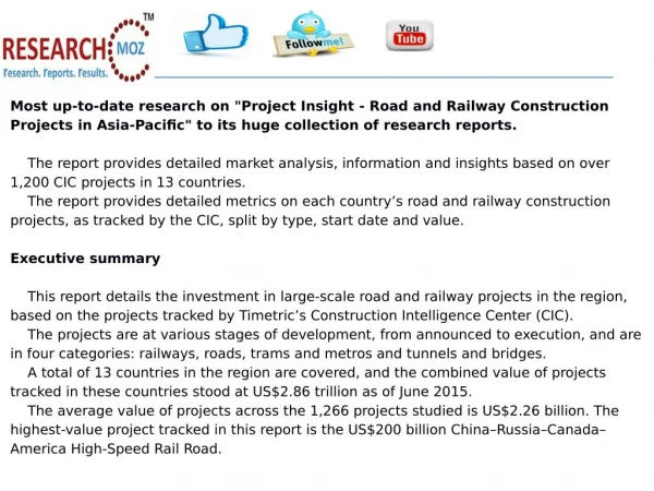Project Insight - Road and Railway Construction Projects in Asia-Pacific