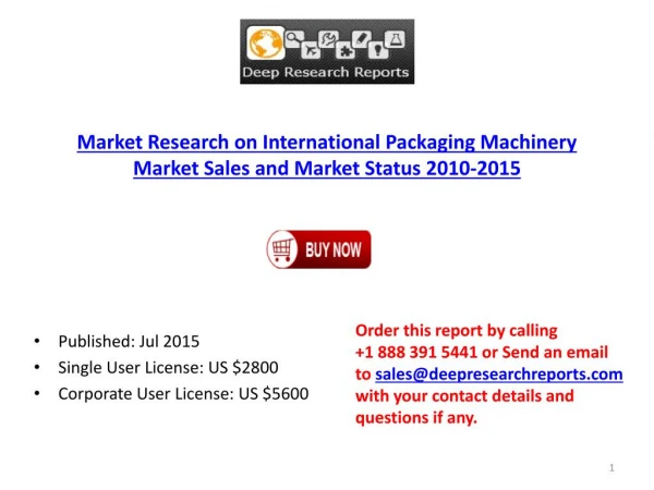 International Packaging Machinery Market Sales and Market Status 2010-2015