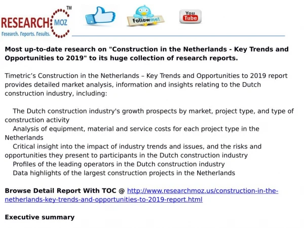 Construction in the Netherlands - Key Trends and Opportunities to 2019