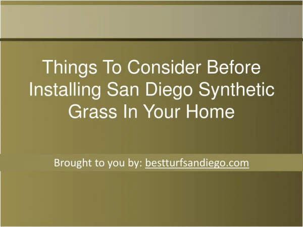 Things To Consider Before Installing San Diego Synthetic Grass In Your Home