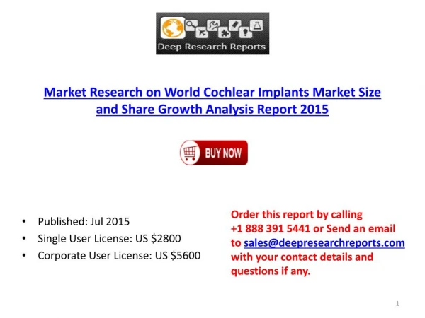 Global Cochlear Implants Device Market Cost and Growth Analysis 2015