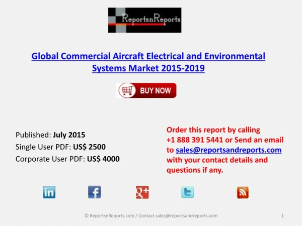 Commercial Aircraft Electrical and Environmental Systems Industry Analysis and Forecasts in Research Report 2019